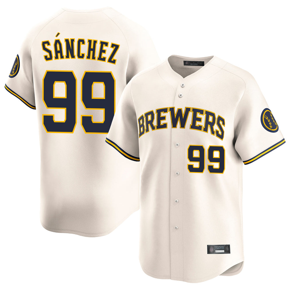M.Brewers #99 Gary Sanchez Player Cream Home Limited Game Fdoa Stitched Jerseys