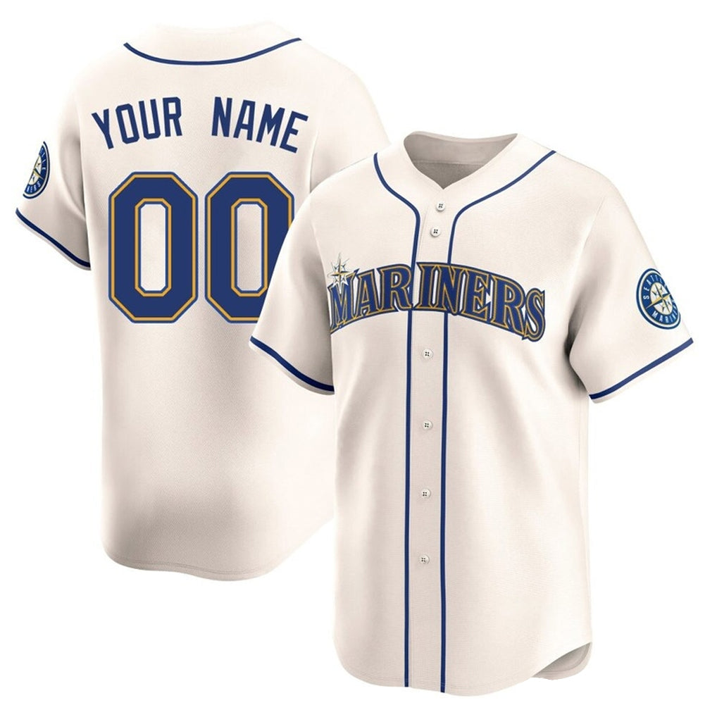 Custom S.Mariners Cream Limited Home Game Any Name & Number Gdoa Stitched Jerseys