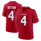 A.Falcons #4 Jahan Dotson Player Red Team Color Home Game Gdoa Stitched Jerseys