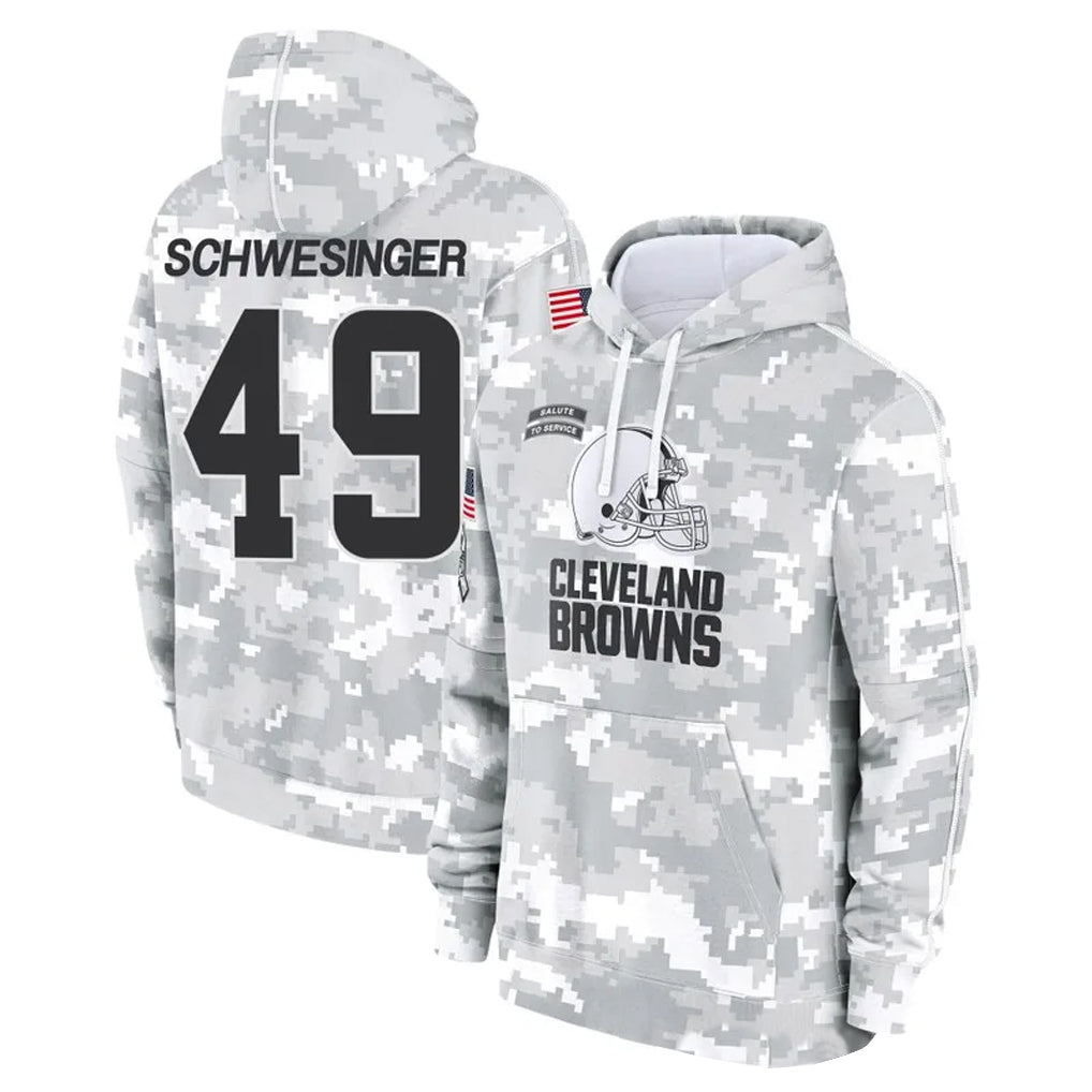 C.Browns #49 Carson Schwesinger Player Arctic Camo Salute to Service Hoodies Limited Game Gdoa Stitched Jerseys