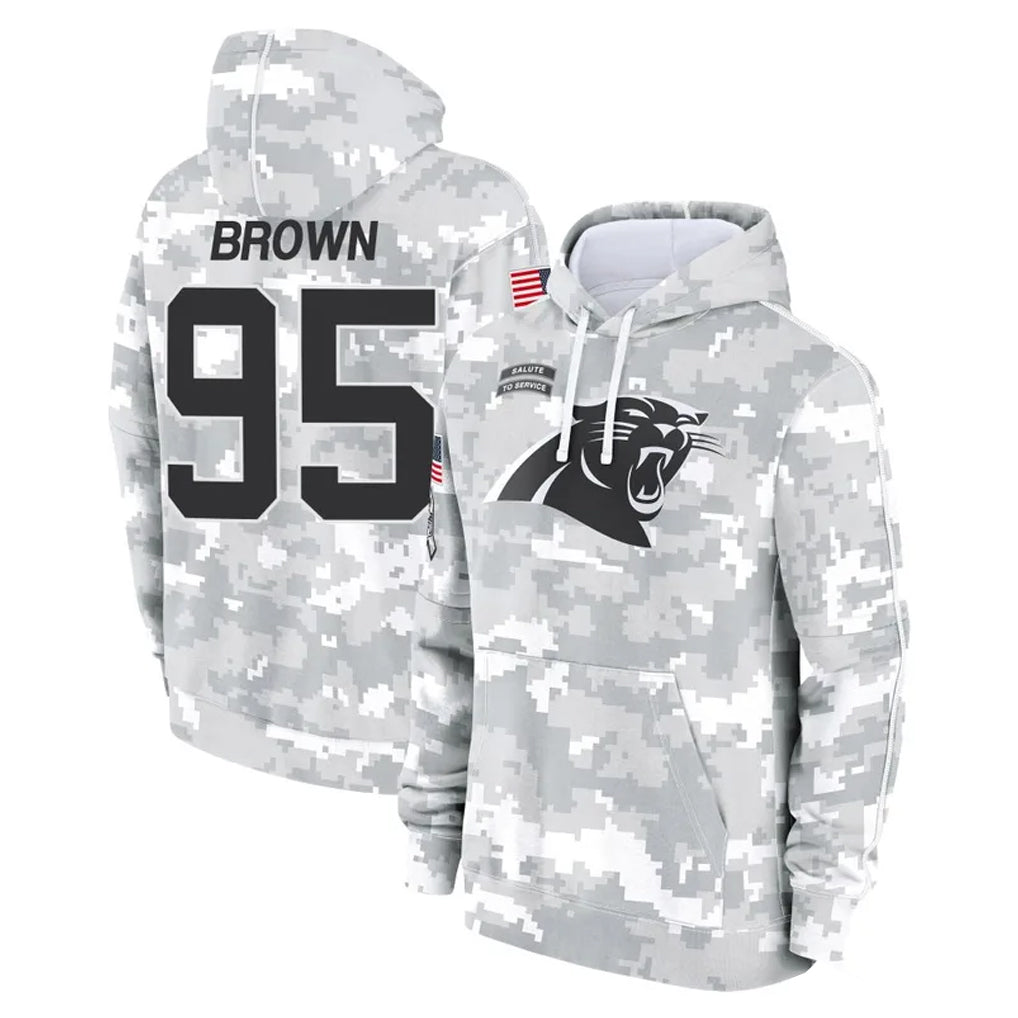 C.Panthers #95 Derrick Brown Player Arctic Camo Salute to Service Pullover Hoodies Limited Game Gdoa Stitched Jerseys