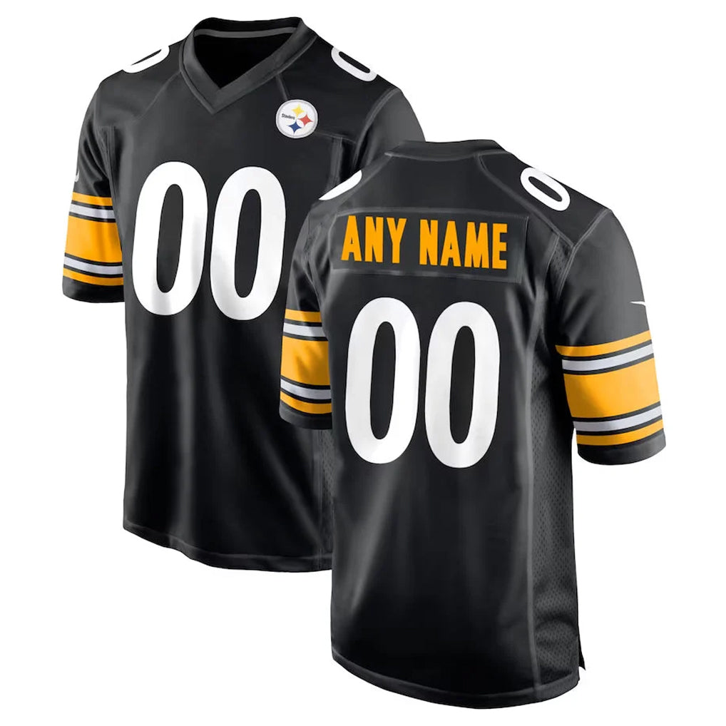 Custom P.Steelers Black Home Game Any Name & Numbers Gdoa Stitched Jerseys