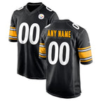Custom P.Steelers Black Home Game Any Name & Numbers Gdoa Stitched Jerseys