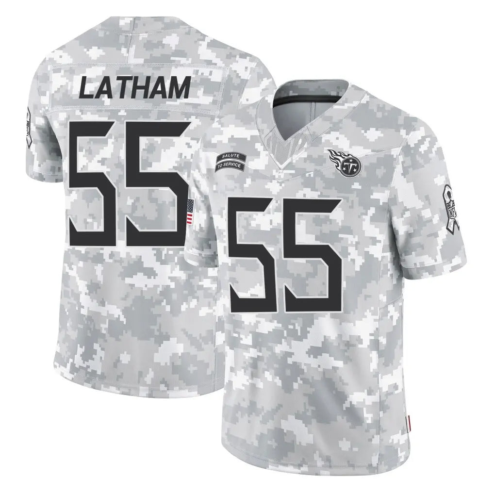 T.Titans #55 JC Latham Player Arctic Camo Limited Salute to Service Home Game Gdoa Stitched Jerseys
