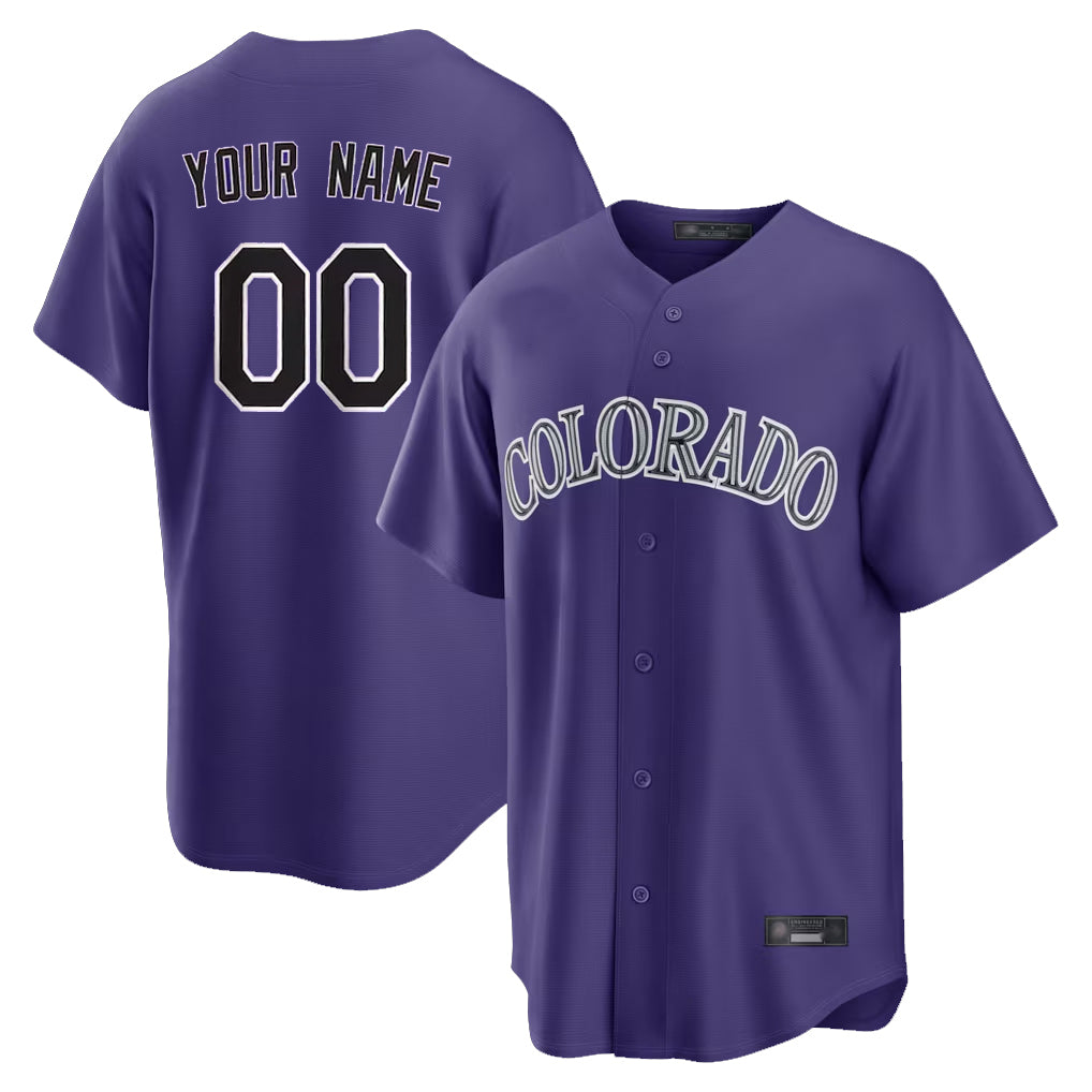 Custom C.Rockies Purple Home Game Any Name & Number Gdoa Stitched Jerseys