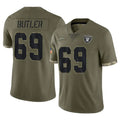 LV.Raiders #69 Adam Butler Player Olive Salute To Service Limited Gdoa Stitched Jerseys