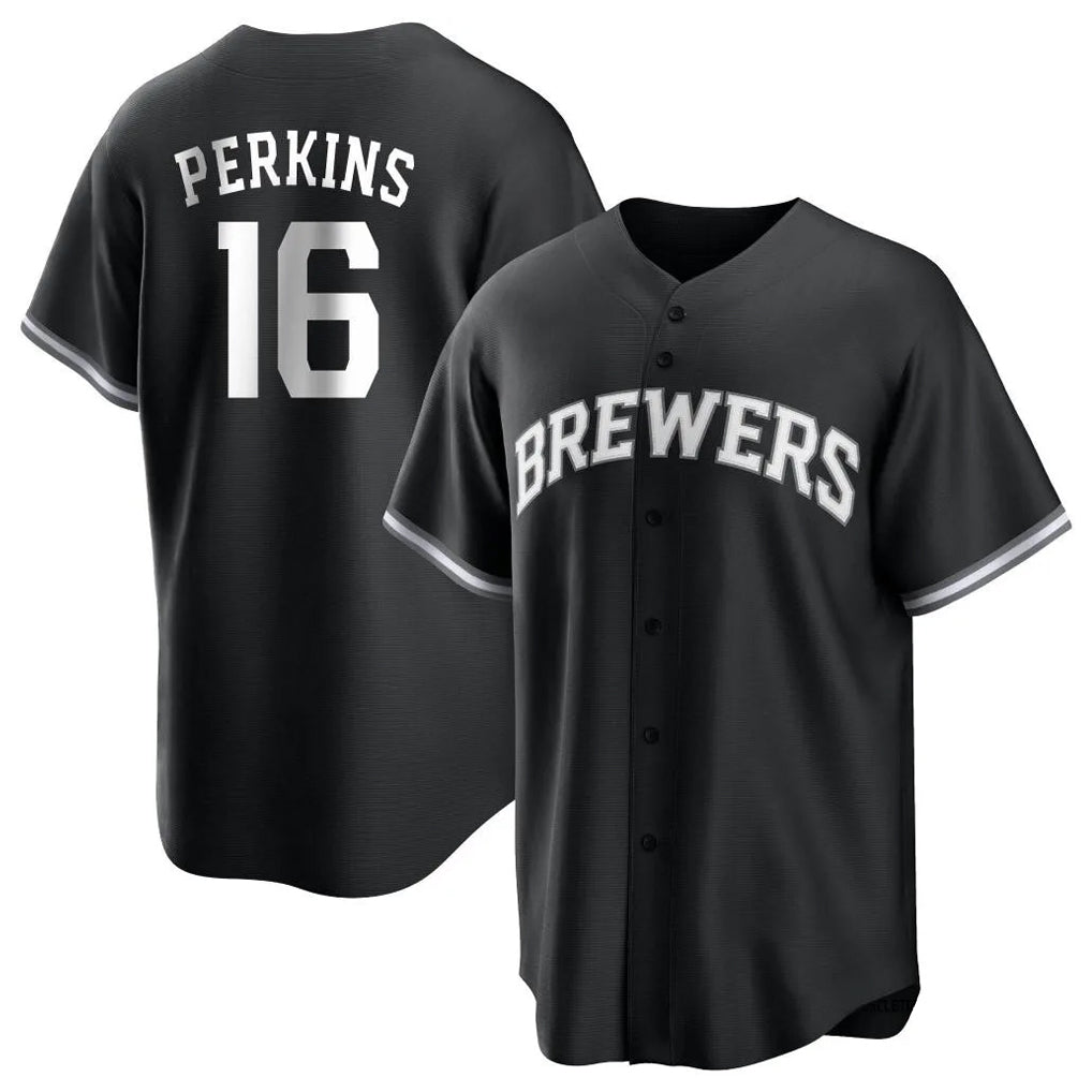 M.Brewers #16 Blake Perkins Player Black Game Home Fdoa Stitched Jerseys