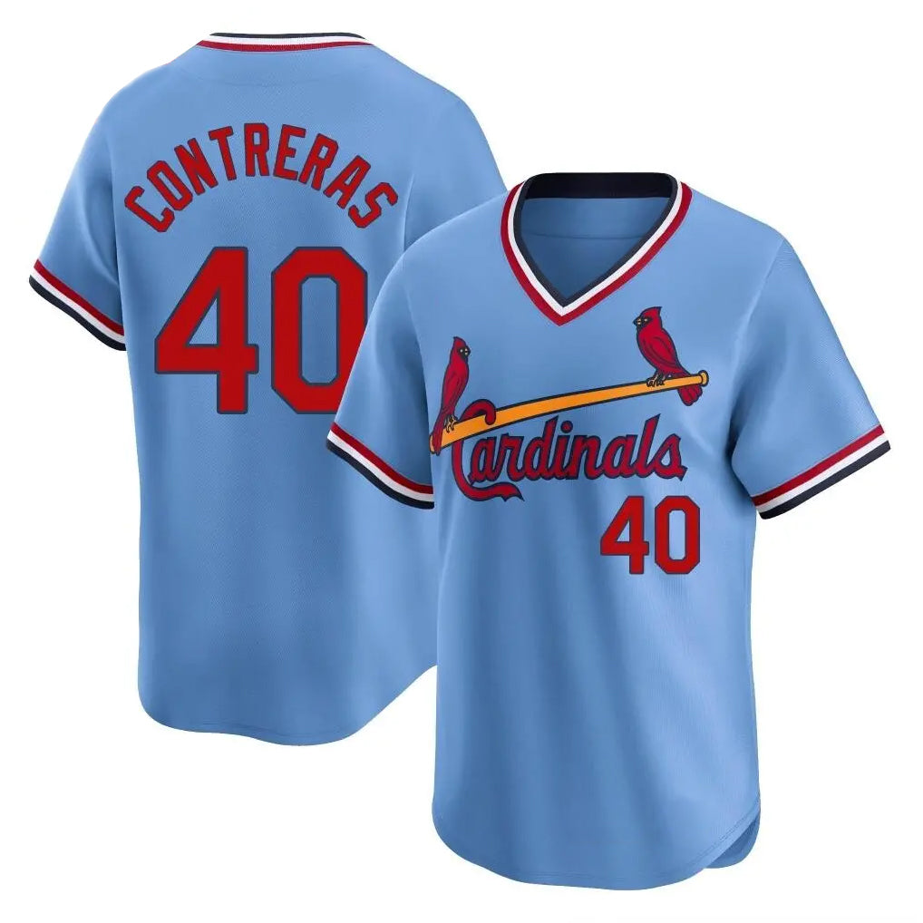 St. Louis Cardinals #40 Willson Contreras Player Light Blue Throwback Cooperstown Collection Limited Fdoa Stitched Jerseys