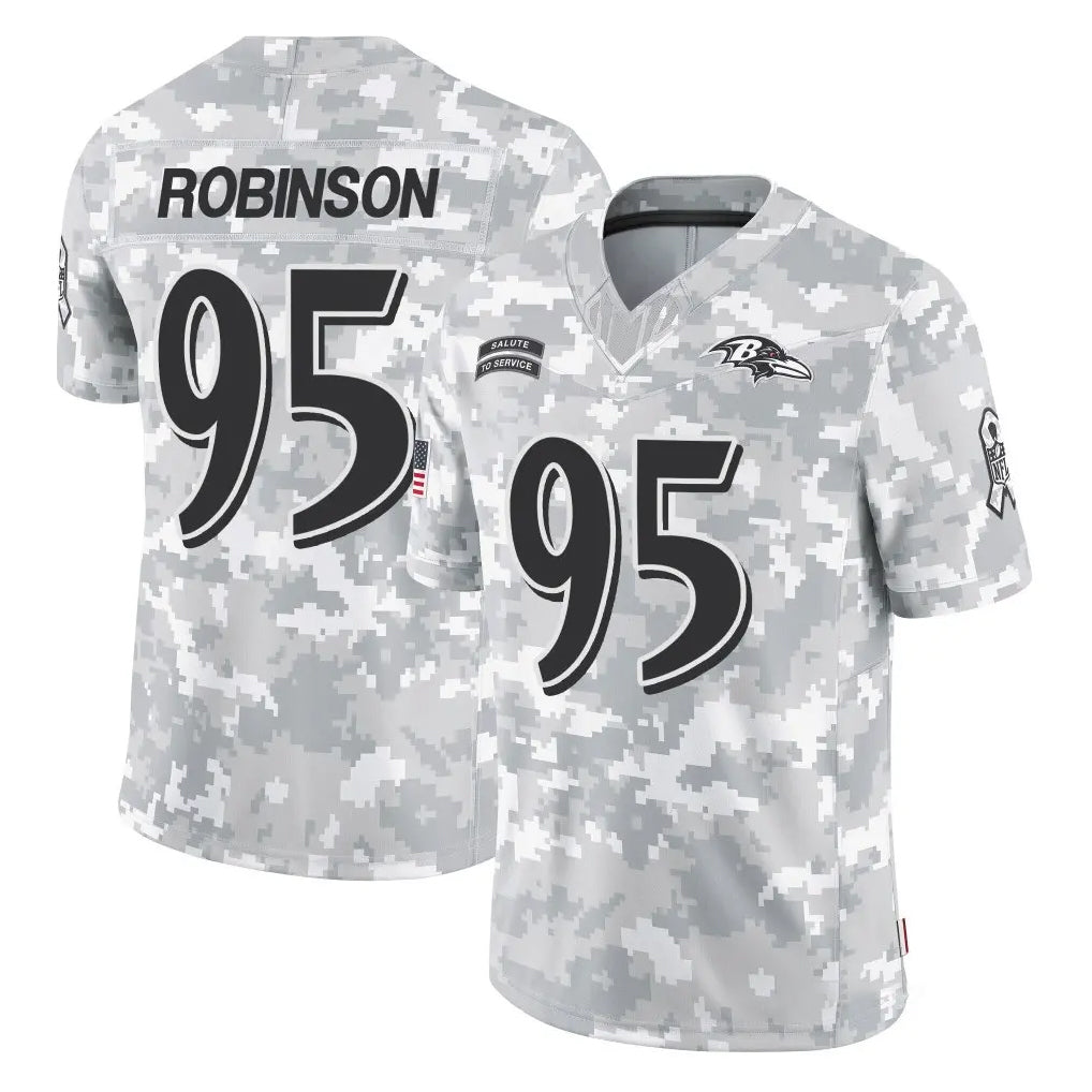 B.Ravens #95 Tavius Robinson Player Arctic Camo Salute to Service Limited Gdoa Stitched Jerseys