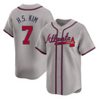 A.Braves #7 Ha-Seong Kim Player Gray Limited Home Game Gdoa Stitched Jerseys
