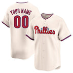 Custom P.Phillies Cream Limited Home Game Any Name & Number Gdoa Stitched Jerseys