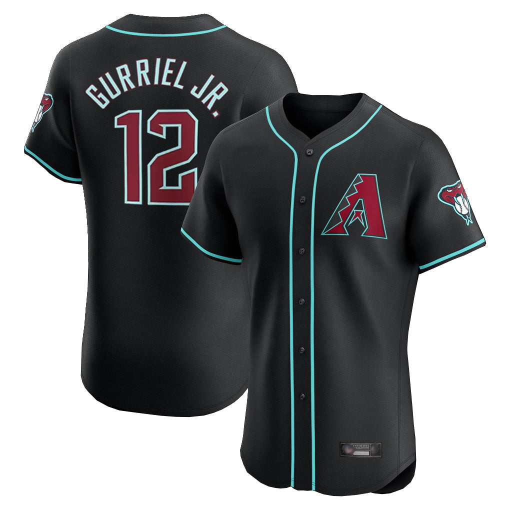 A.Diamondbacks #12 Lourdes Gurriel Jr Player Black Limited Elite Home Game Gdoa Stitched Jerseys