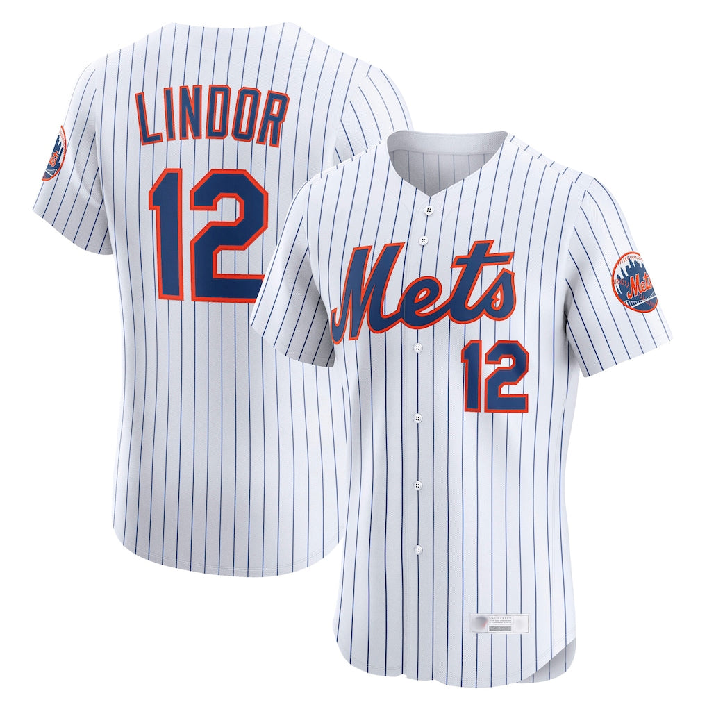 NY.Mets #12 Francisco Lindor Player White Home Limited Elite Fdoa Stitched Jerseys