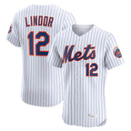 NY.Mets #12 Francisco Lindor Player White Home Limited Elite Fdoa Stitched Jerseys