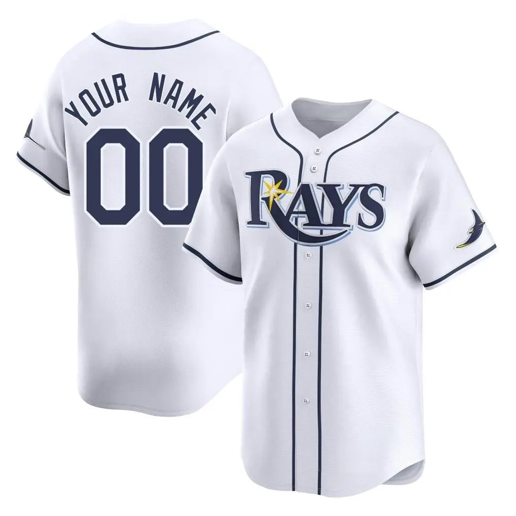 Custom T.Bay Rays White Home Limited Game Any Name & Number Gdoa Stitched Jerseys