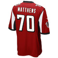 A.Falcons #70 Jake Matthews Player Red Game Gdoa Stitched Jerseys