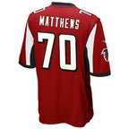 A.Falcons #70 Jake Matthews Player Red Game Gdoa Stitched Jerseys
