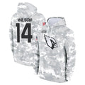 A.Cardinals #14 Michael Wilson Player Arctic Camo Salute to Service Hoodies Gdoa Stitched Jerseys
