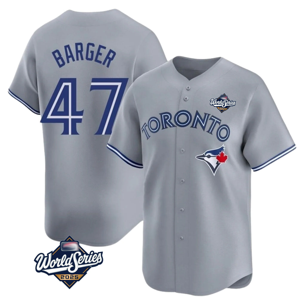 T.Blue Jays #47 Addison Barger Player Gray 2025 World Series Fdoa Stitched Jerseys