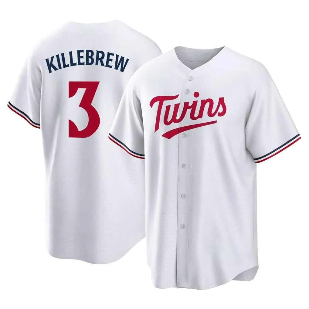 M.Twins #3 Harmon Killebrew Player White Home Game Fdoa Stitched Jerseys