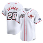 C.Reds #28 Eugenio Su¨¢rez Player White Speedway Classic Home Limited Gdoa Stitched Jerseys