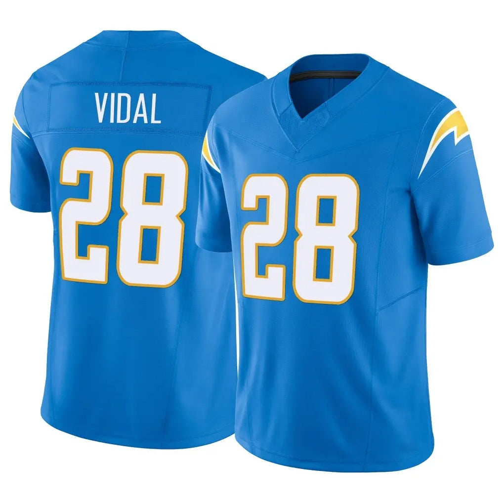 LA.Chargers #28 Kimani Vidal Player Blue Limited Vapor F.U.S.E. Home Game Gdoa Stitched Jerseys