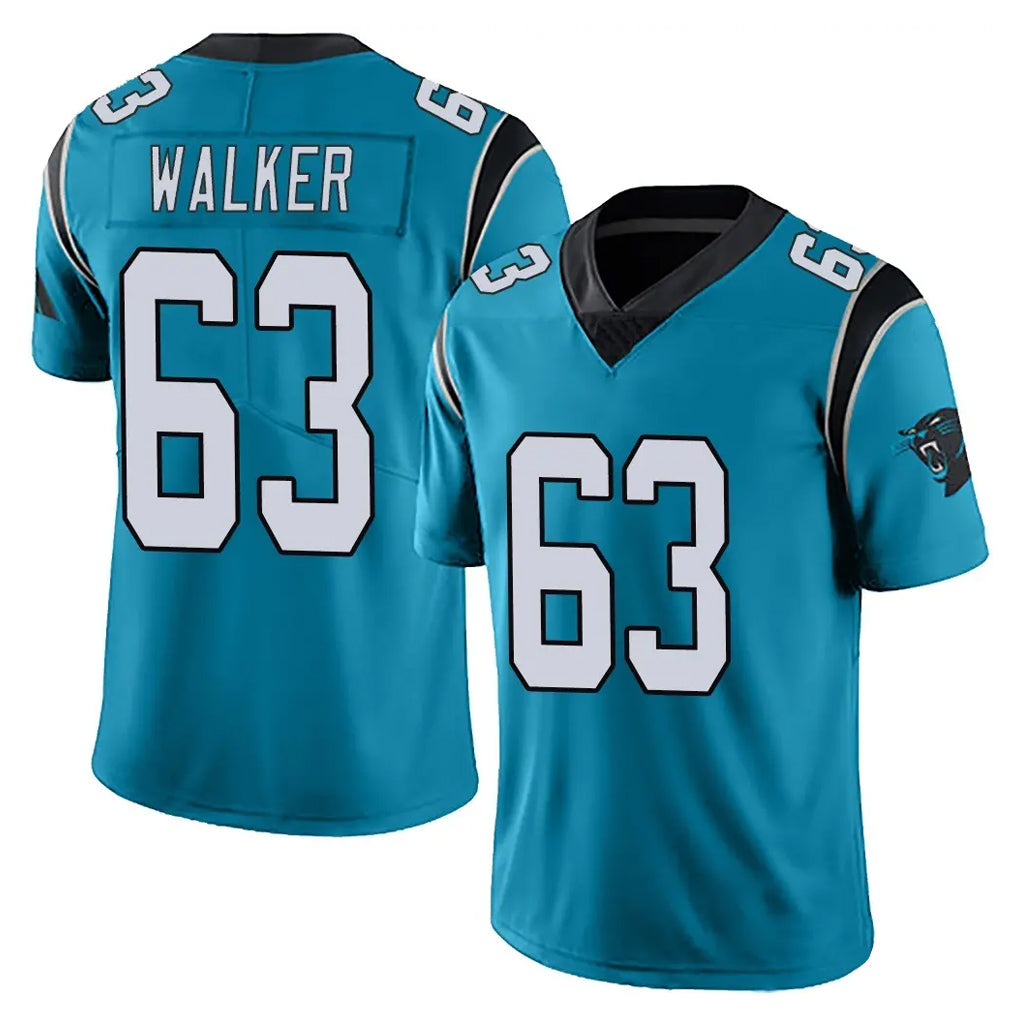 C.Panthers #63 Rasheed Walker Player Blue Vapor Untouchable Limited Game Gdoa Stitched Jerseys