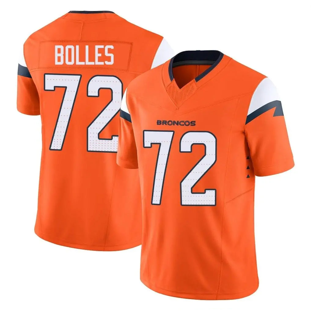 D.Broncos #72 Garett Bolles Player Orange Vapor F.U.S.E. Limited Home Game Gdoa Stitched Jerseys