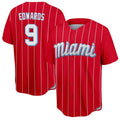 M.Marlins #9 Xavier Edwards Player Red City Connect Home Game Fdoa Stitched Jerseys
