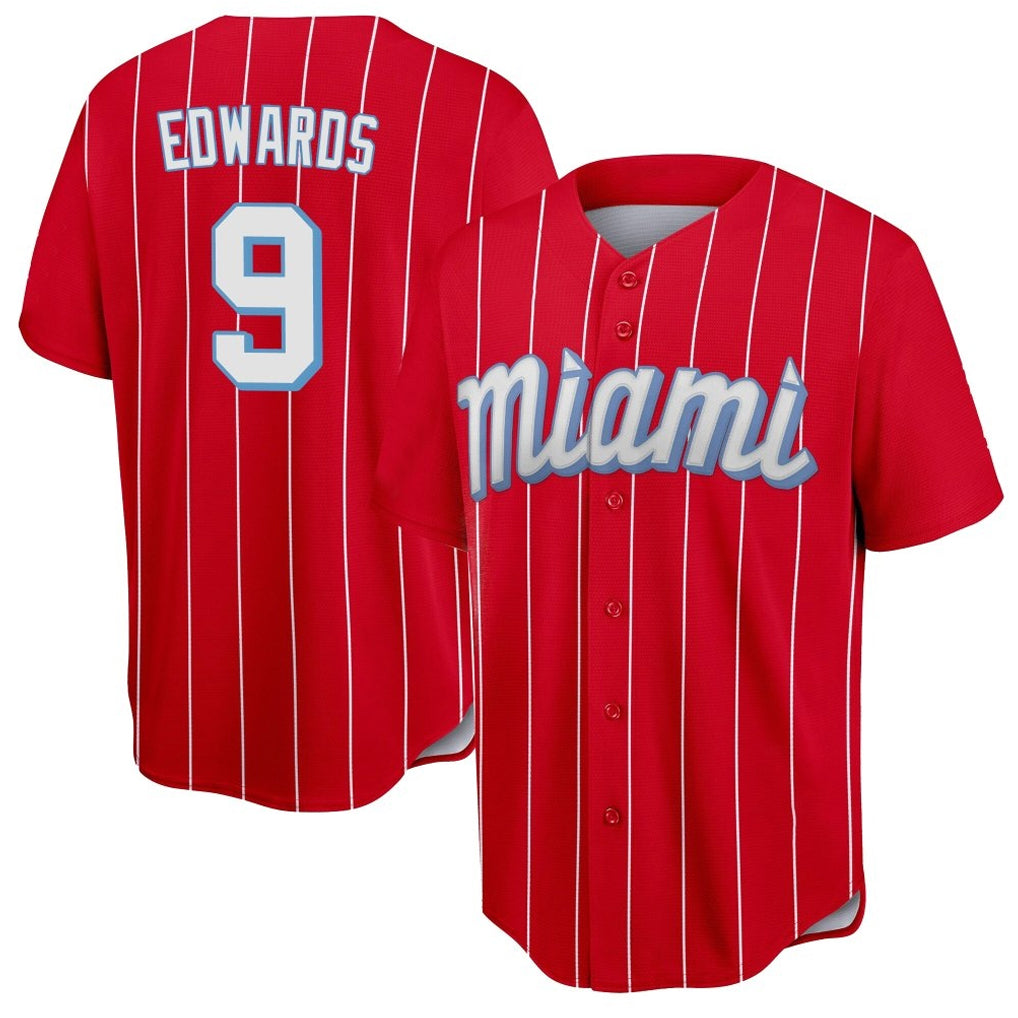 M.Marlins #9 Xavier Edwards Player Red City Connect Home Game Fdoa Stitched Jerseys