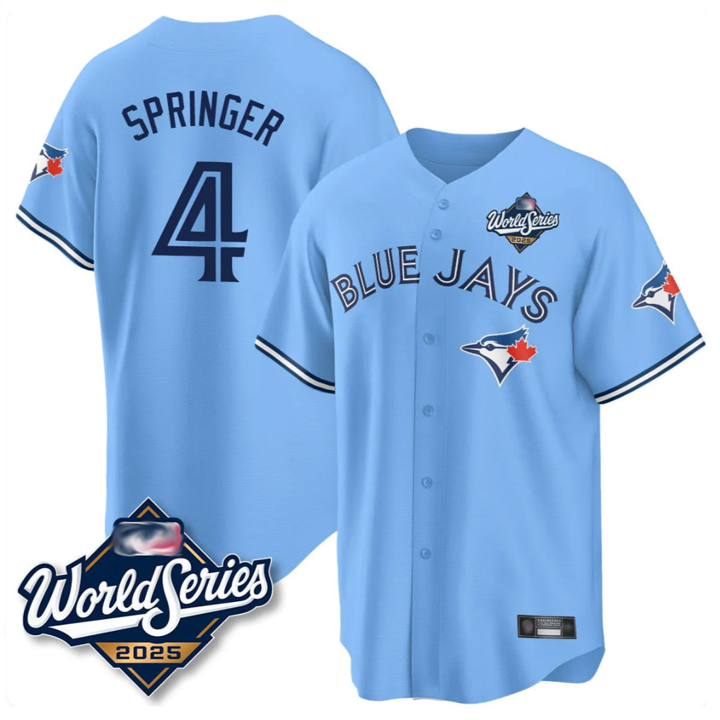 T.Blue Jays #4 George Springer Player Blue 2025 World Series Limited Fdoa Stitched Jerseys