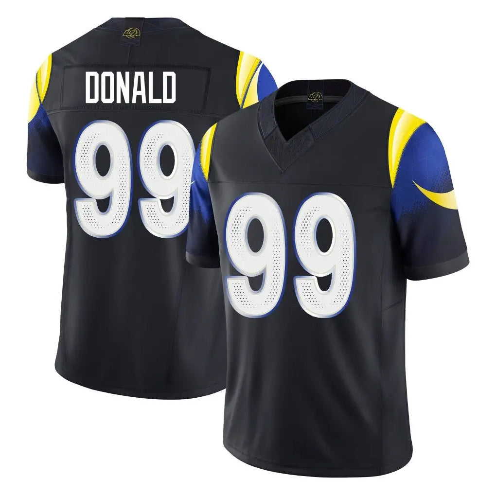 LA.Rams #99 Aaron Donald Player Black Midnight Rivalries Collection Limited Home Game Gdoa Stitched Jerseys