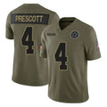 D.Cowboys #4 Dak Prescott Player Olive 2025 Salute to Service Limited Home Game Gdoa Stitched Jerseys