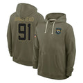 J.Jaguars #91 Arik Armstead Player Olive Salute to Service Pullover Hoodies Limited Gdoa Stitched Jerseys