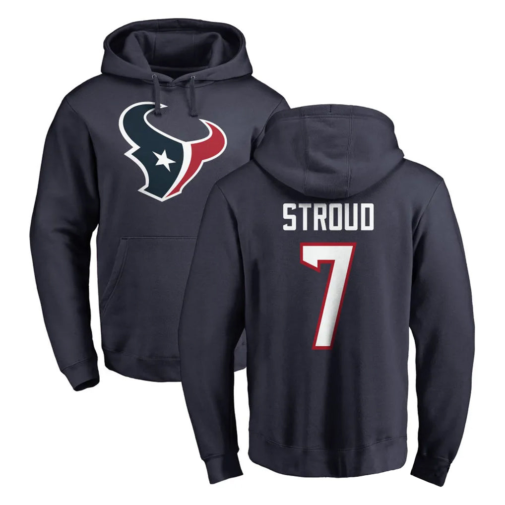 H.Texans #7 CJ Stroud Player Navy Pro Line Pullover Hoodie Limited Game Gdoa Stitched Jerseys