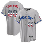 Custom KC.Royals Gray USA 250 Fourth of July Limited Home Game Any Name & Number Gdoa Stitched Jerseys