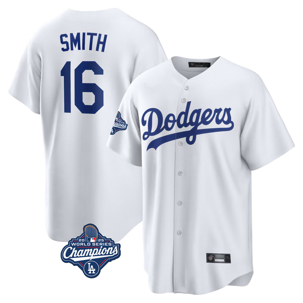 LA.Dodgers #16 Will Smith Player White World Series Meet Game Home Fdoa Stitched Jerseys
