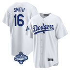 LA.Dodgers #16 Will Smith Player White World Series Meet Game Home Fdoa Stitched Jerseys
