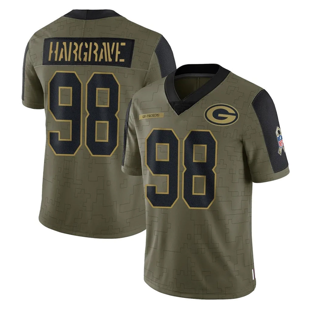 GB.Packers #98 Javon Hargrave Player Olive Salute To Service Limited Game Gdoa Stitched Jerseys