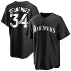 S.Mariners #34 Felix Hernandez Player Black Home Limited Fdoa Stitched Jerseys