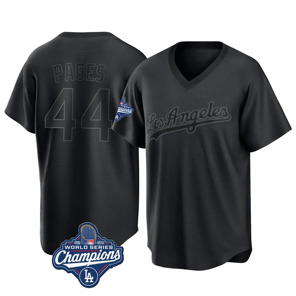 LA.Dodgers #44 Andy Pages Player Black World Series Meet Pitch Fashion T-shirt Fdoa Stitched Jerseys