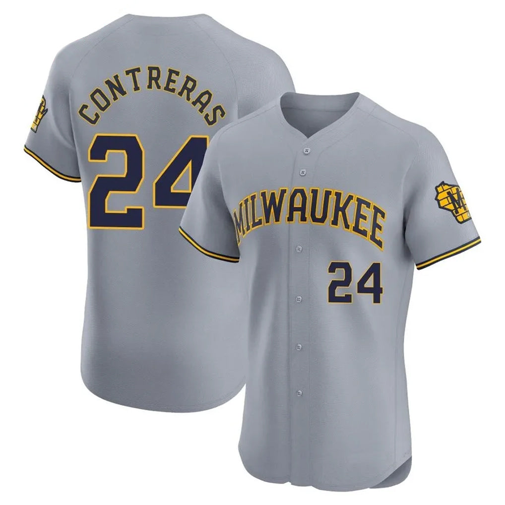 M.Brewers #24 William Contreras Player Gray Home Limited Elite Fdoa Stitched Jerseys