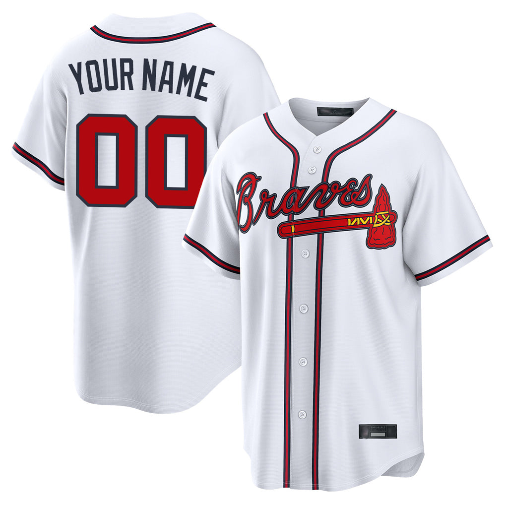 Custom A.Braves White Home Game Any Name & Number Gdoa Stitched Jerseys