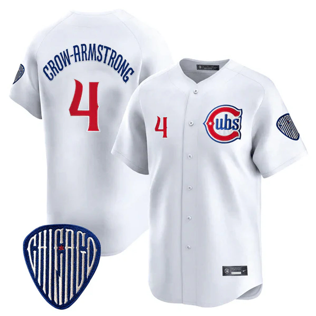 C.Cubs #4 Pete Crow-Armstrong Player White Vapor Premier Limited Home Gdoa Stitched Jerseys