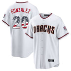 A.Diamondbacks #20 Luis Gonzalez Player White USA 250 Fourth of July Home Game Gdoa250Ys Stitched Jerseys