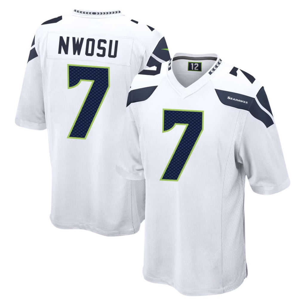 S.Seahawks #7 Uchenna Nwosu Player White Home Game Gdoa Stitched Jerseys