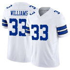 D.Cowboys #33 Javonte Williams Player White Limited Vapor F.U.S.E. Home Game Gdoa Stitched Jerseys