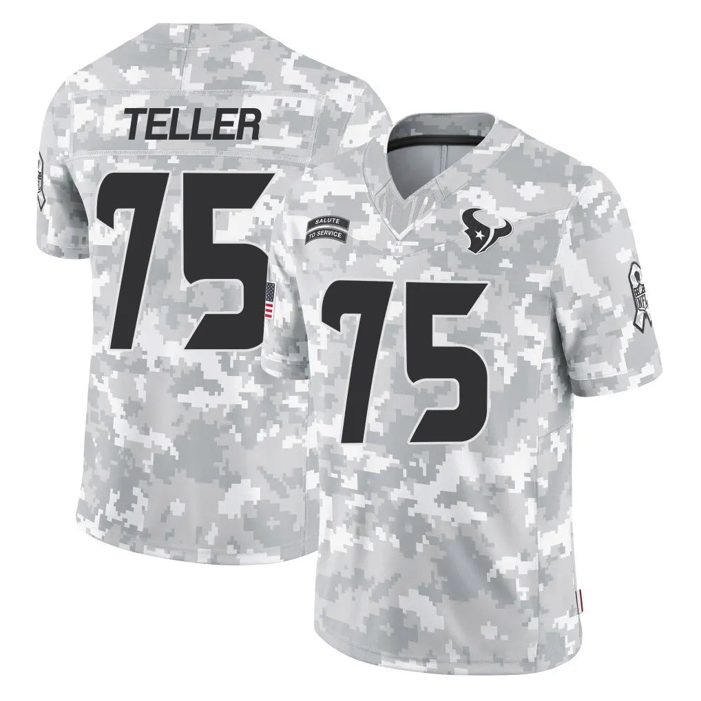 H.Texans #75 Wyatt Teller Player Arctic Camo Salute To Service Limited Game Gdoa Stitched Jerseys