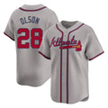 A.Braves #28 Matt Olson Player Gray Limited Home Game Gdoa Stitched Jerseys