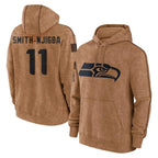 S.Seahawks #11 Jaxon Smith-Njigba Player Brown Limited Salute to Service Pullover Hoodies Game Gdoa Stitched Jerseys